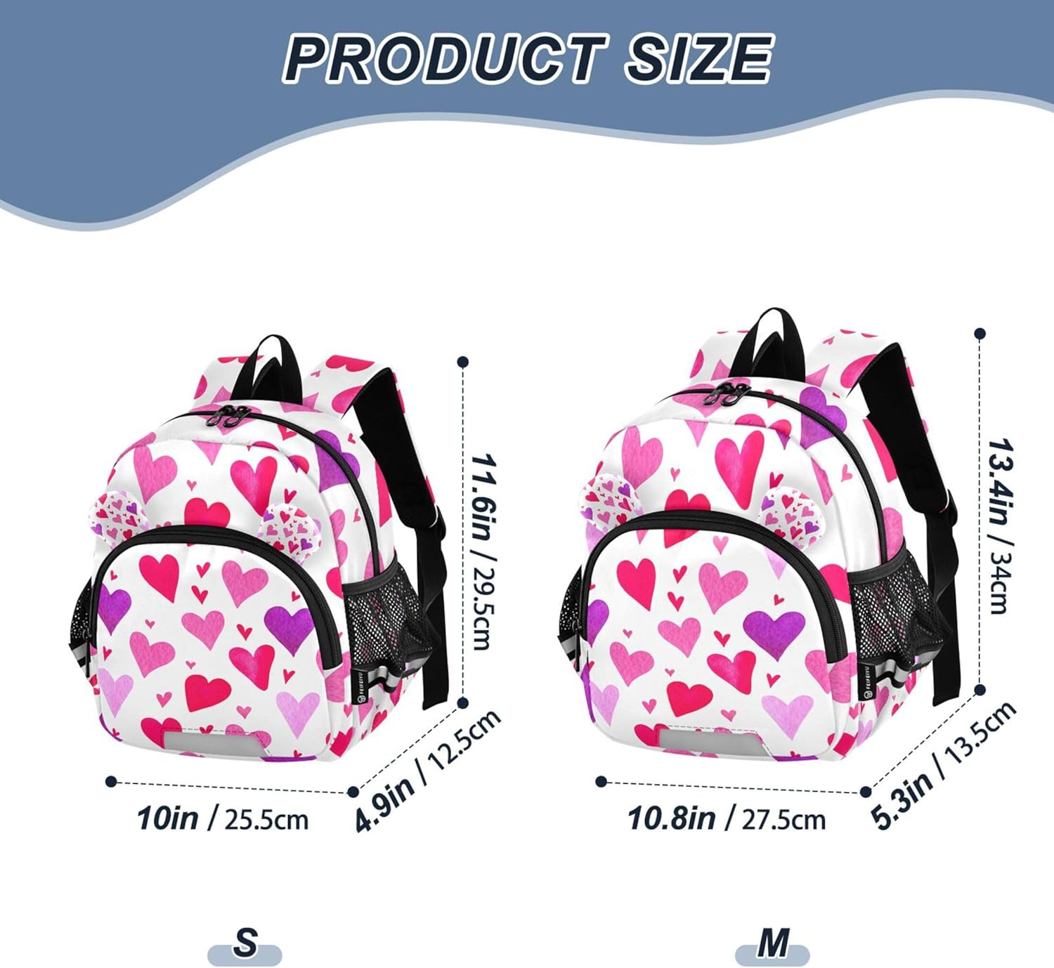 Valentine Hearts Red Kids Backpacks for Toddlers Rainbow Cute Girls School Backpacks for Boys S 7L image number 4