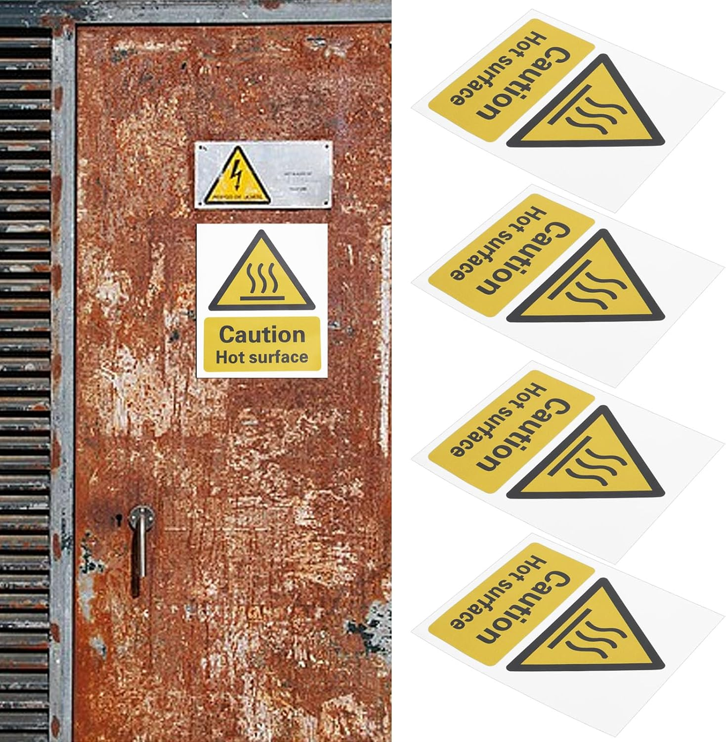 LT Easiyl Pack of 10 Caution Hot Surface Sign Stickers 11Cm X 9Cm Self-Adhesive Sticker Reminder Caution Heat Sign Hot Surface Sticker image number 6