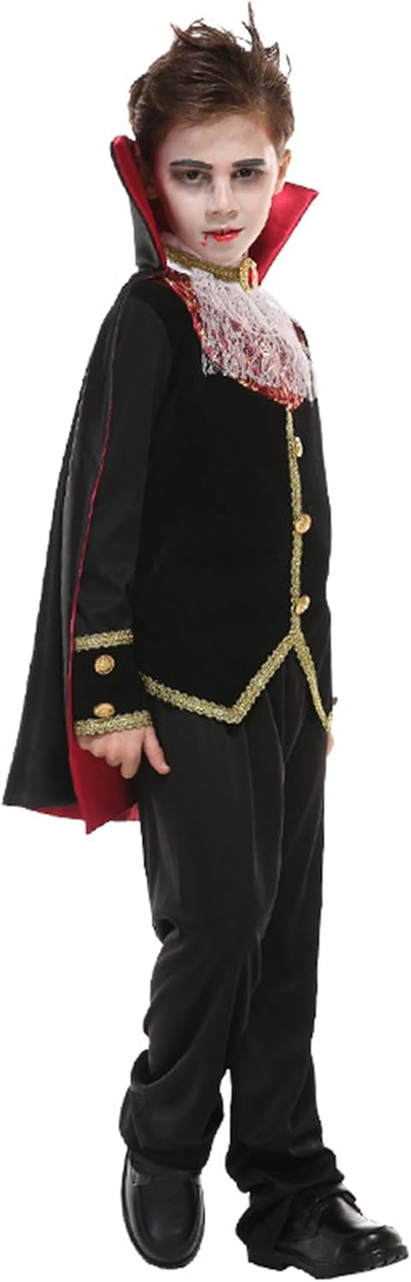 Boys Vampire Costume Scary Kids Halloween Vampire Gothic Cape Royal Outfit Spooky Boy Dress up Costume image number 1
