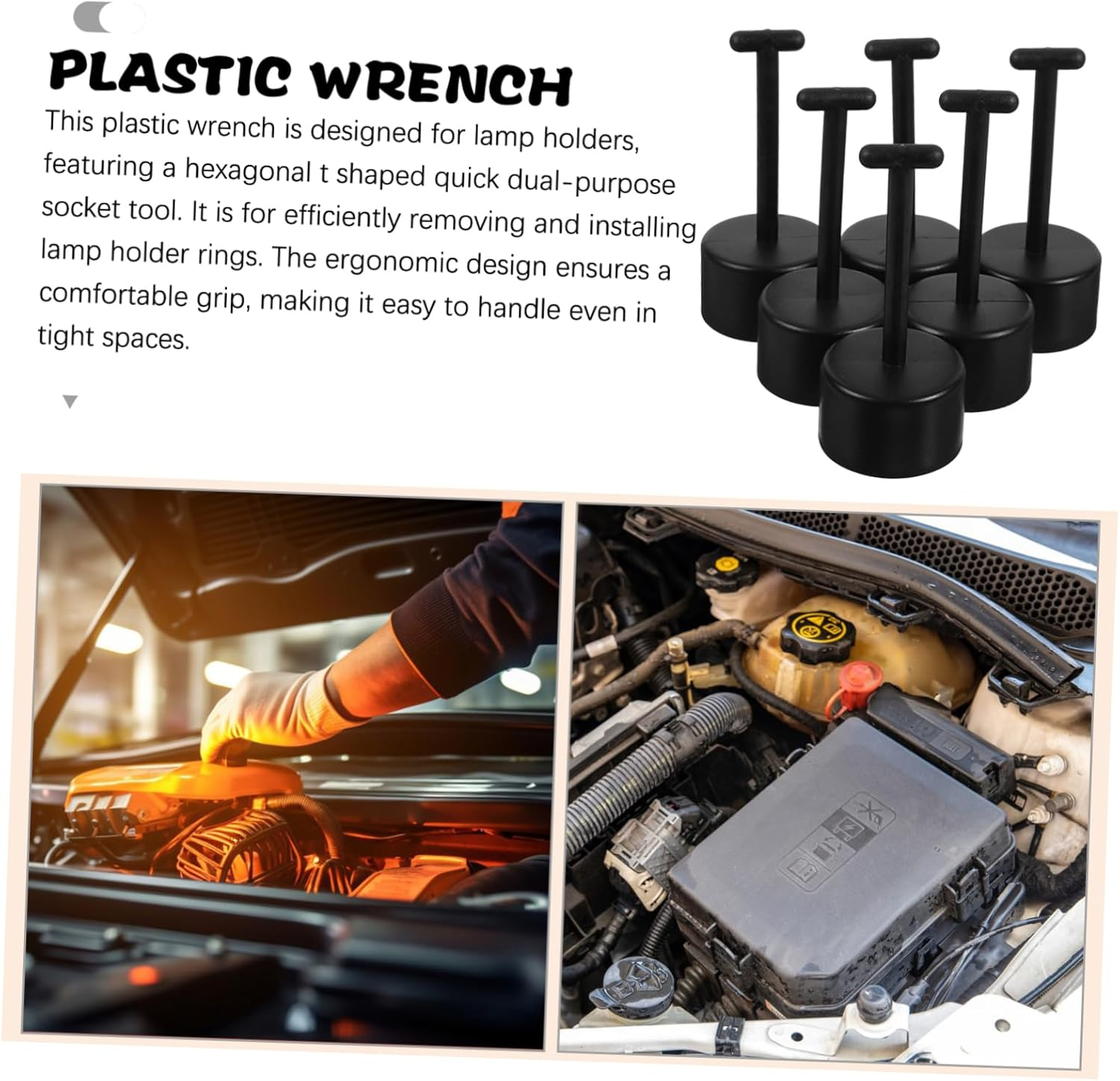 DINHEAROM 6Pcs Shaped Wrench Tool for Lamp Holder and Socket Remover Versatile Light Fixture Installation and Repair Tool for Home and Automotive Use image number 5