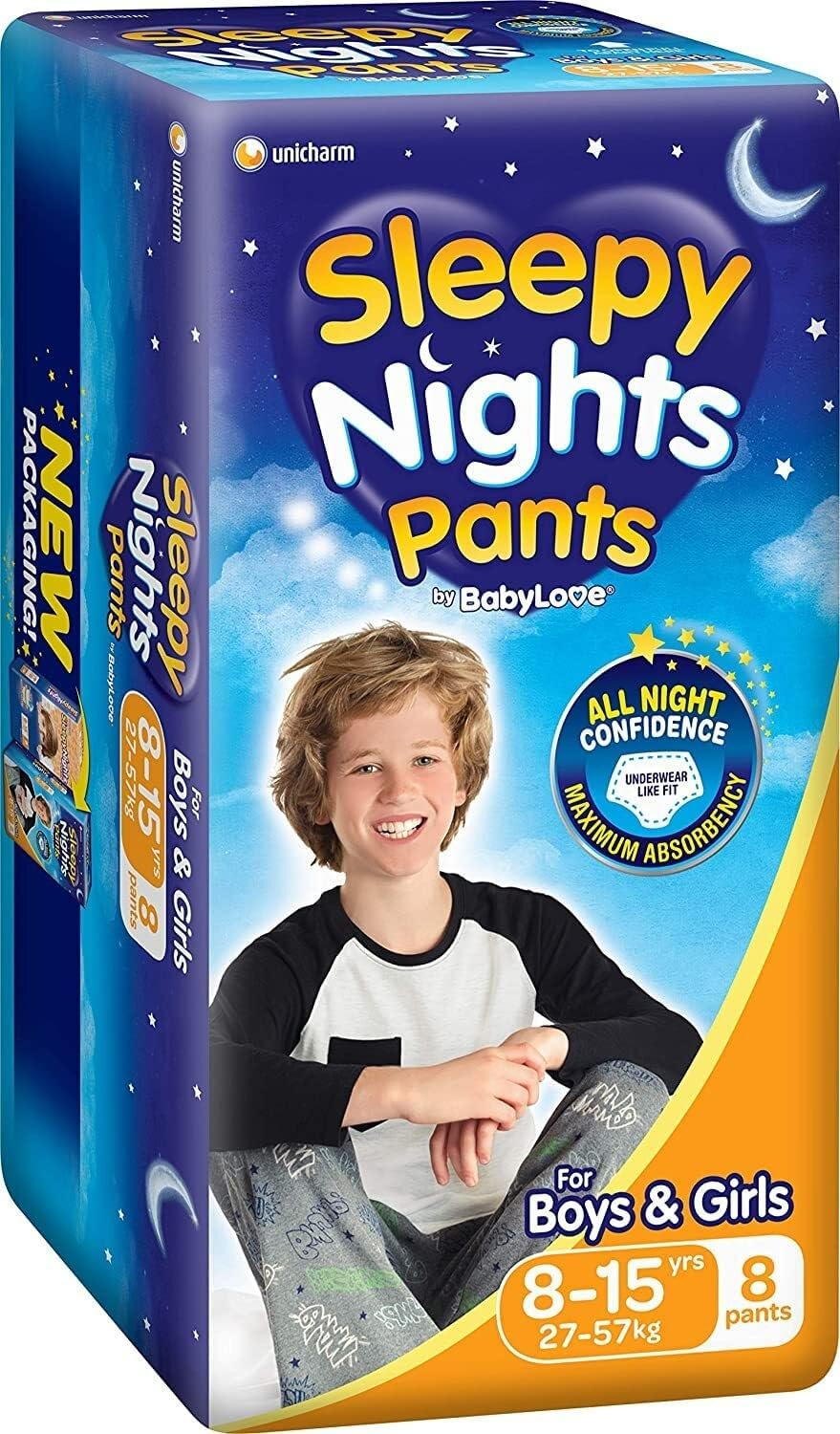 Babylove Overnight Sleepy Nights Pant 8-Pieces Pack, 8-15 Years Size