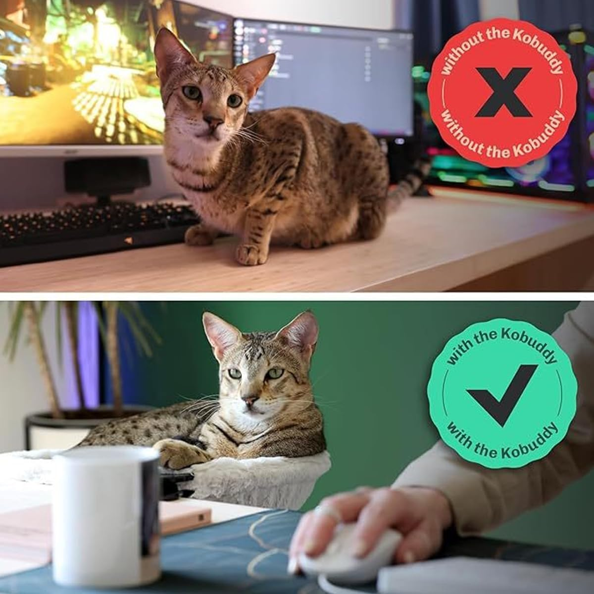 AIMALL Adjustable Desk Cat Hammock, Ergonomic Space-Saving Cat Bed with Comfortable Soft Material for Kittens & Small Pets - Rotating, Easy to Install, Space-Efficient Pet Supplies image number 3