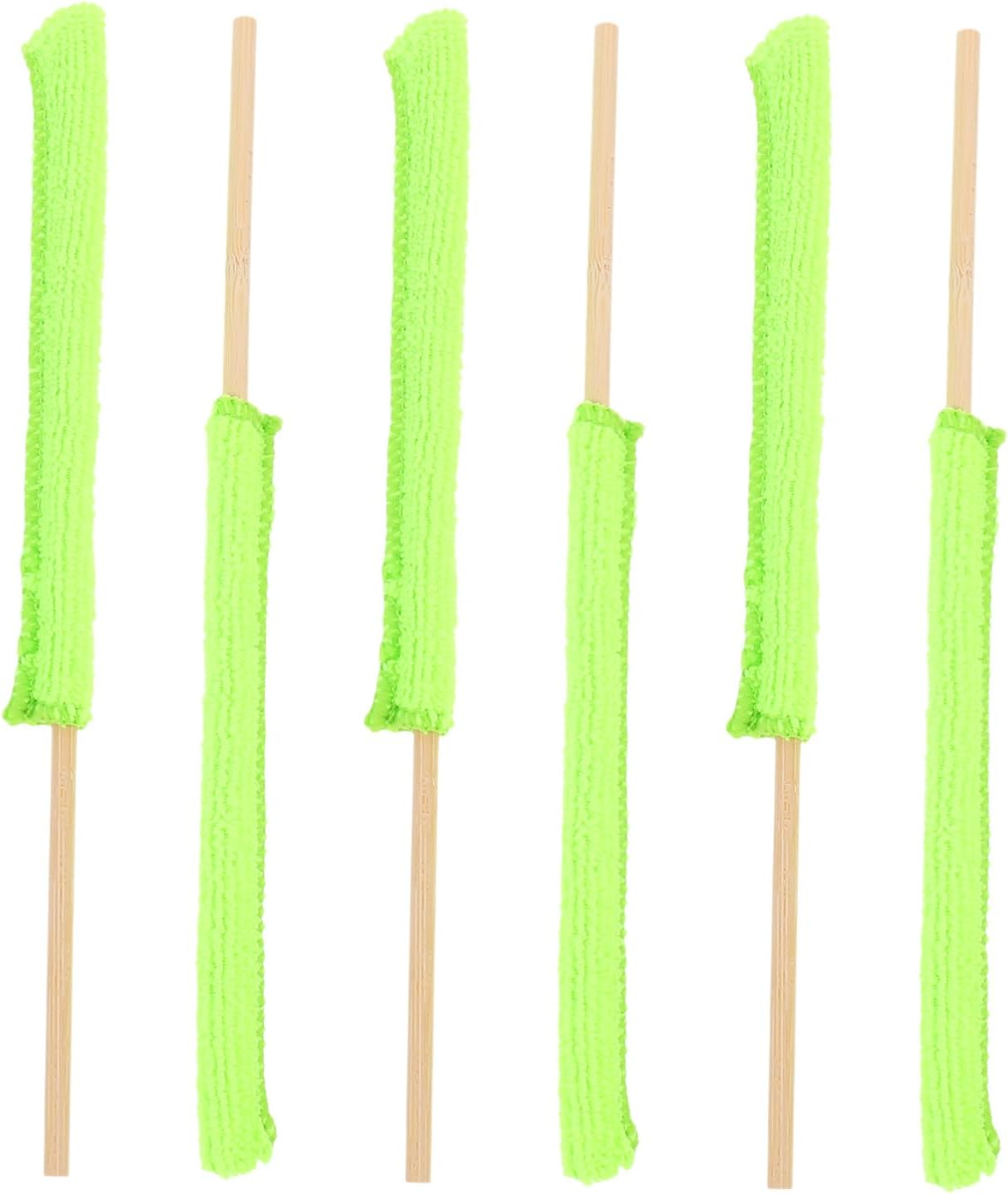 KOMBIUDA 6Pcs Glass Bottle Brush Cleaning Stick Fiber Cloth Covers Multi-Functional Kitchen Bathroom Cleaning Tools for Bottle and Crevice