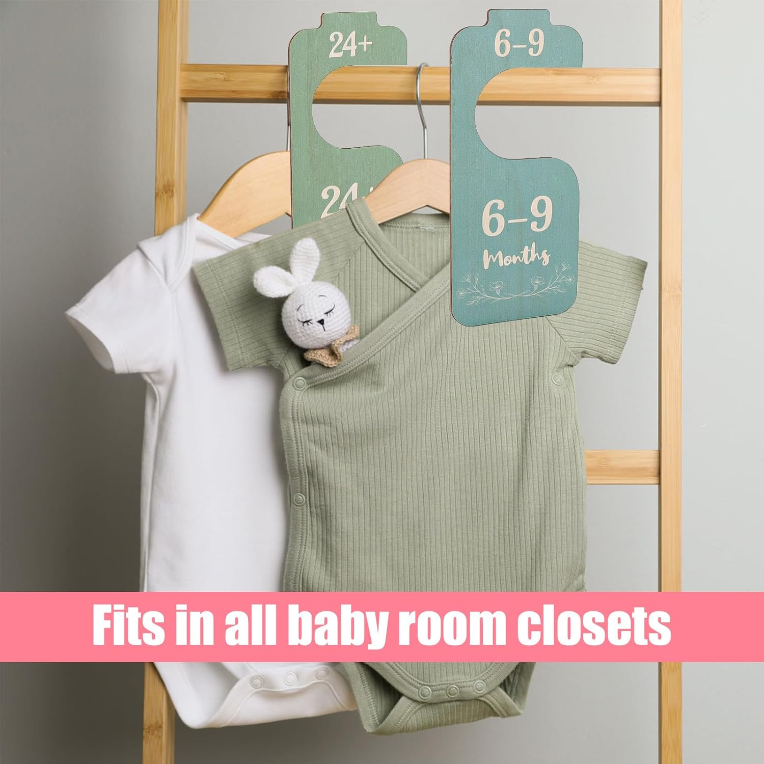 8Pcs Baby Clothes Dividers, 8 Colors Baby Wardrobe Dividers Wooden Double-Sided Baby Closet Dividers Baby Clothes Organizer Dividers Nursery Hanger Dividers from Newborn to Toddler image number 5