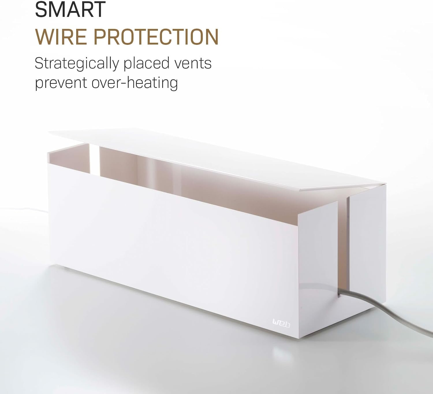 YAMAZAKI Home 2707 Cable Box-Outlet Cord Storage Organizer, Cover Protector, One Size, White image number 3