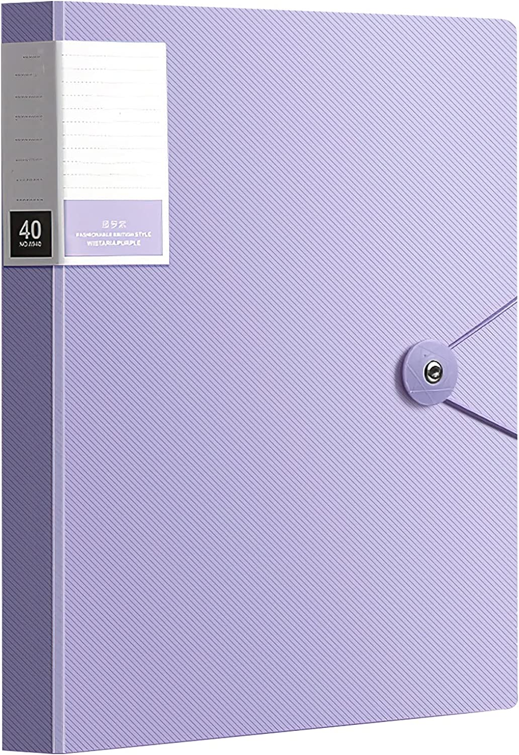 Binder with Plastic Sleeves 40/60/80 Pocket Bound Sheet Protector Presentation Book, Display Book, for A4 Size Inserts (40 Pocket, Purple)