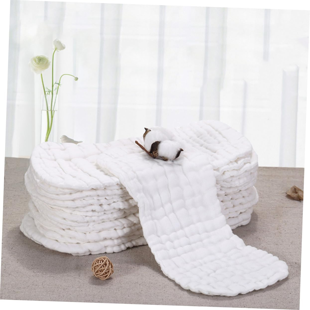 Totority 5Pcs Pure Cotton Newborn Nappies Diapers Essential Newborn Shower Reusable for Years image number 1