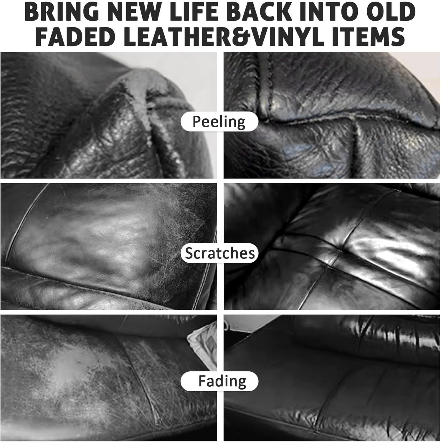 SEISSO Dark Black Leather Repair Kit, Recolouring Balm Restore Furniture Scratches and Fading with Mink Oil for Car Seats Sofas and Shoes image number 5
