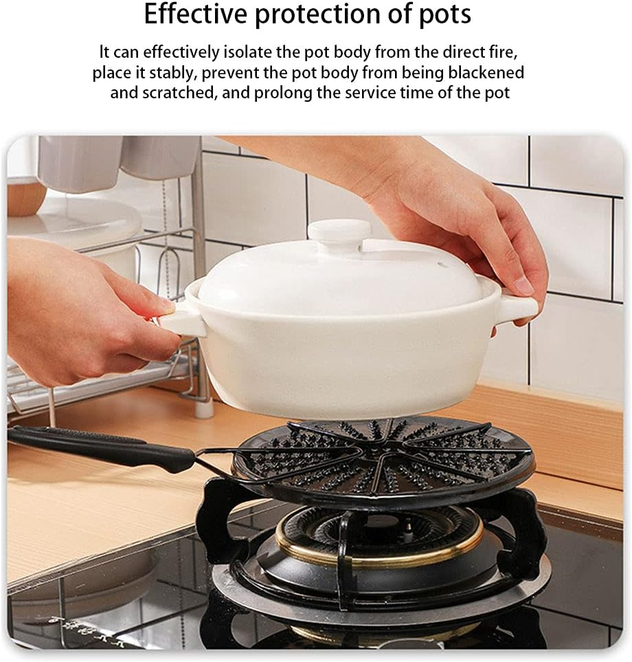 Heat Diffuser for Gas Stove, Induction Hot Plate with Handle Gas Furnace Thermal Diffuser Solid Stainless Steel Plate(Black) image number 6