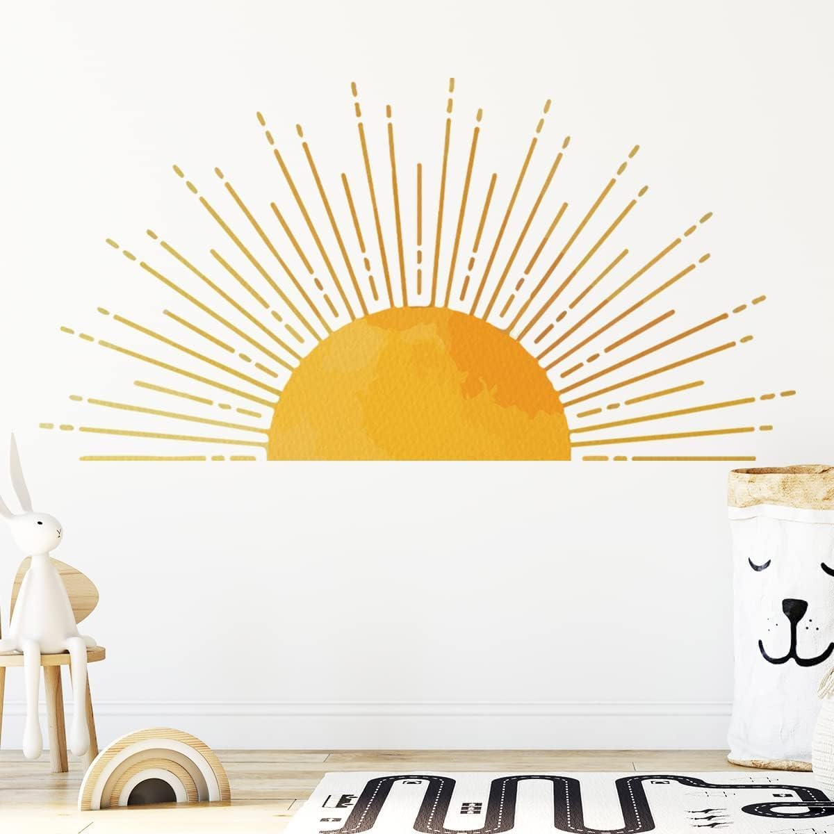 43.3 X 22.2 Inch Large Boho Half Sun Wall Decals Removable Sunshine Wall Sticker Vinyl Peel and Stick Half Sun Decals Wall Art for Girls Kids Bedroom Nursery Playroom Decor image number 6