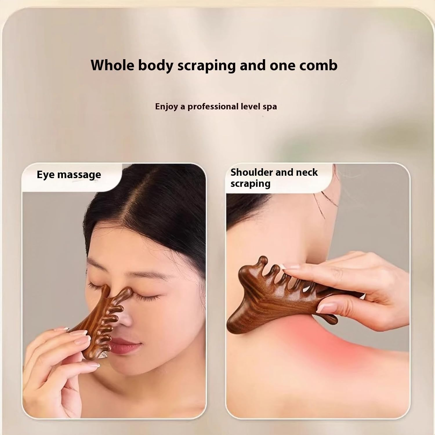 Sandalwood Gua Sha Massage Comb &ndash; Wooden Scalp & Face Massager for Acupressure, Stress Relief, Hair & Beard Care, Anti-Static Hair Comb for Men & Women image number 5