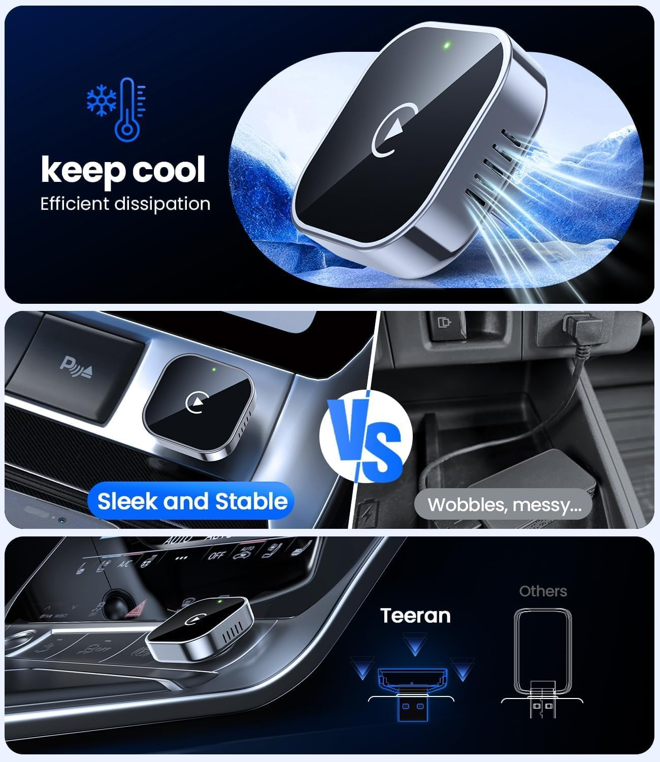 Mini Wireless Carplay Adapter, Mini USB Design for Cars with Built-In Wired Apple Carplay Plug and Play Easy Use Fast Stable Connection Car Play Compatible for Iphone/Android