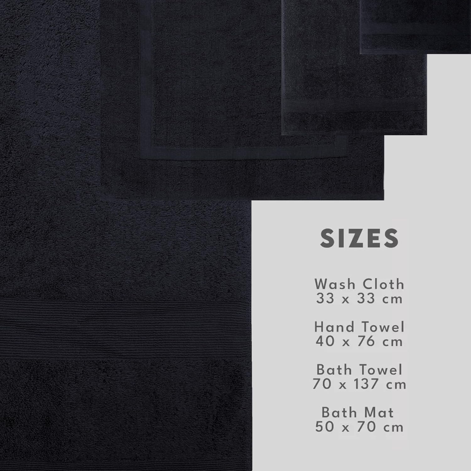 GABA Egyptian Bath Towel 7 Piece Bath Towel Set, 2 Washcloths, 2 Hand Towels, 2 Bath Towels & 1 Bath Mat, Bath Towel Sets with Bath Mat, Egyptian Hotel Bath Towel, Luxury Bath Towels (Navy-Blue) - Black image number 2