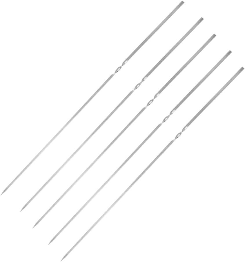 50 PCS NUZAMAS BBQ 304 Stainless Steel Barbecue Skewers 330 X3.6Mm Metal Kebab Stick Skewers Reusable Grilling Skewers for Meat and Vegetables image number 3