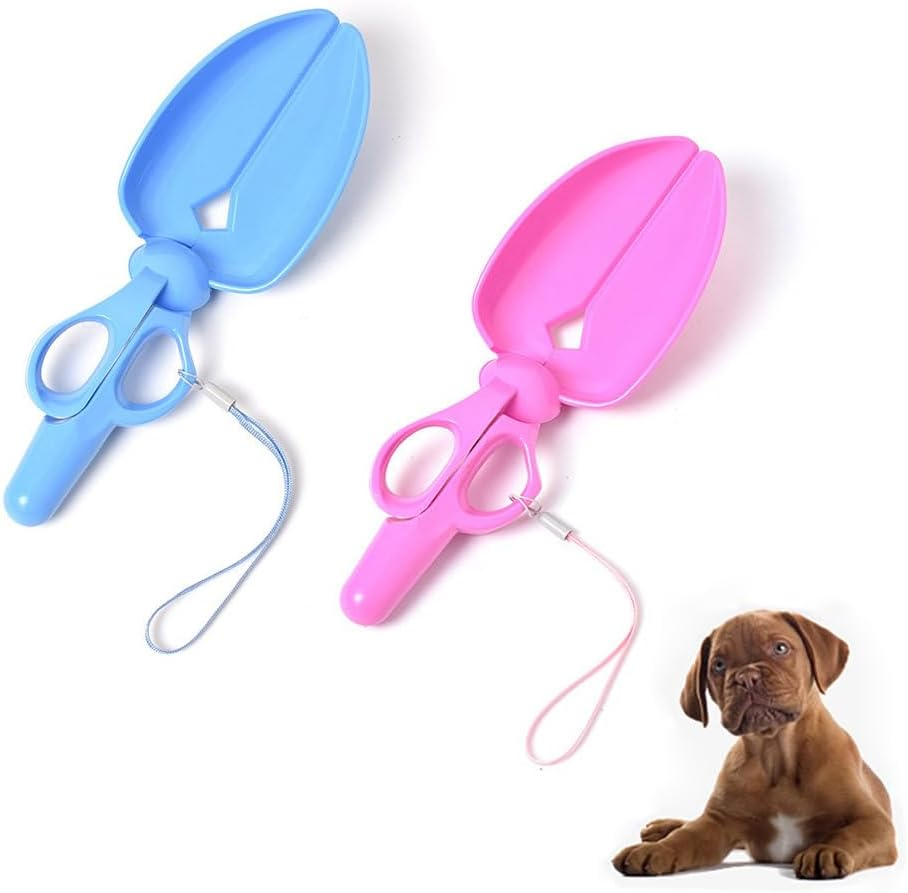 Nentment 2 Pack Dog Pooper Scooper Mini Portable Pet Waste Poop Scissor Scoop Picker Shovel Cleaner for Doggie Doo Cat Litter Cleaning Tools Cleanup Outdoor Yard Garden Walks Trip