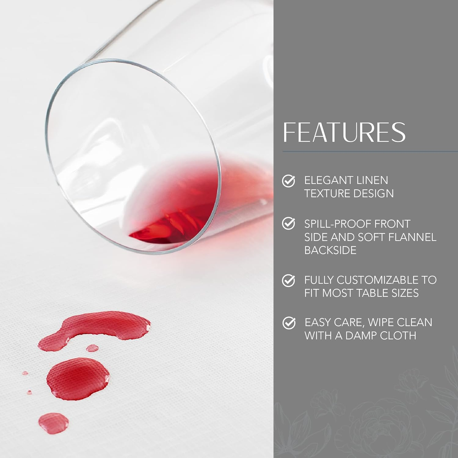 Elrene Home Fashions Deluxe Heavy Duty Table Pad Protector Cushioned Flannel Backing, White, 52" X70" image number 5