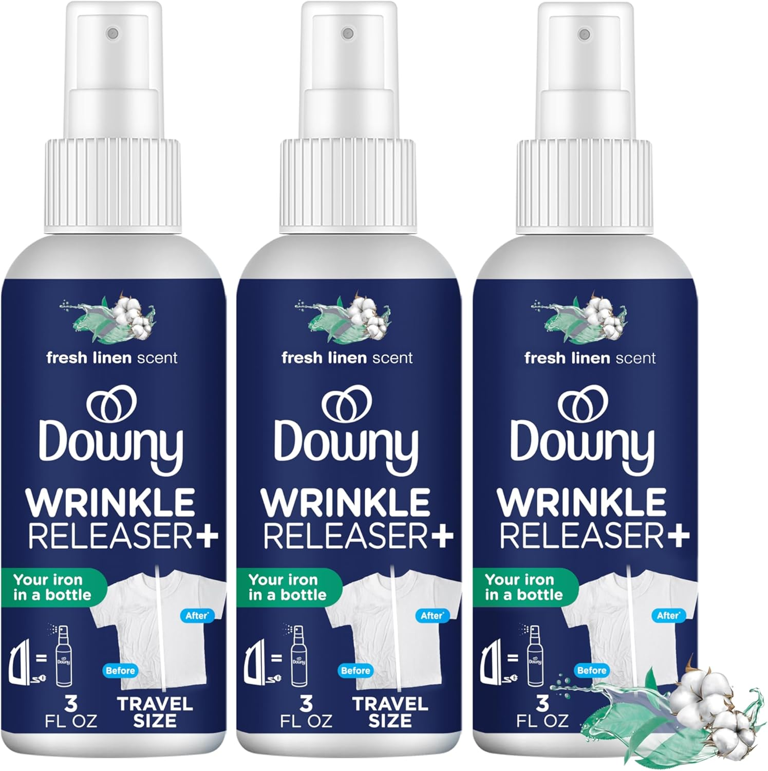 Downy Wrinkle Releaser, Travel Size, Cruise Accessories, Crisp Linen Scent 3 Fl Oz - 3 Pack image number 3