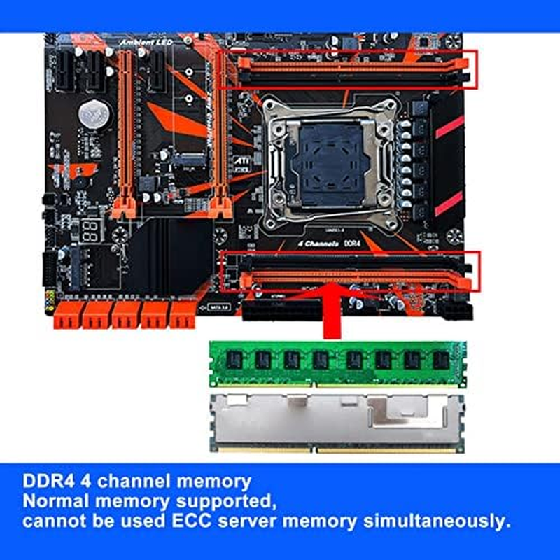 X99 Motherboard CPU Combo, LGA 2011-3 E5 2620 V3 CPU Motherboard Set Support 4 Channel DDR4 Memory, Wifi Module, Gigabit Network Card PC Motherboard for Desktop image number 4