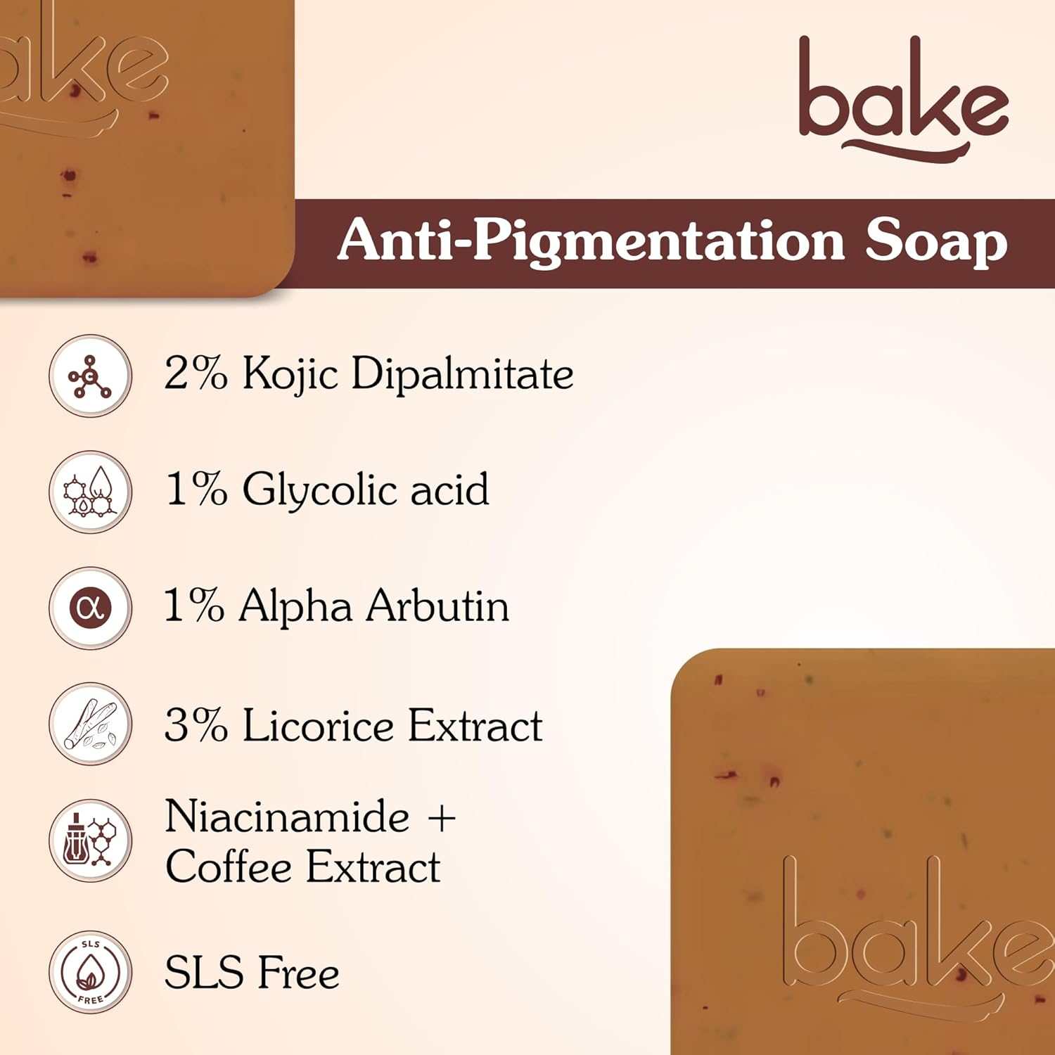BAKE De-Tan Scrub Treatment Coffee Soap (200Gms Pack of 2) | Ultra Pigmentation Soap | with 2% Kojic Acid, 1% Glycolic Acid, 1% Alpha Arbutin | | for Pigmentation, Dark Spots & Tan image number 4