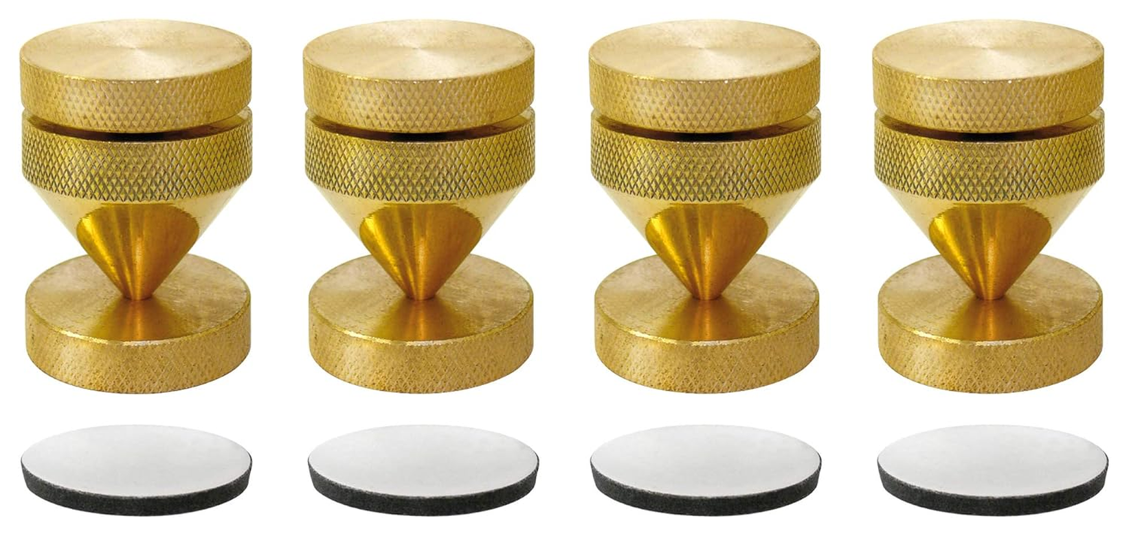 Dynavox Sub-Watt Absorber Set of 4 Height-Adjustable Decoupler for Hifi Devices and Speakers with Washers, Brass image number 2