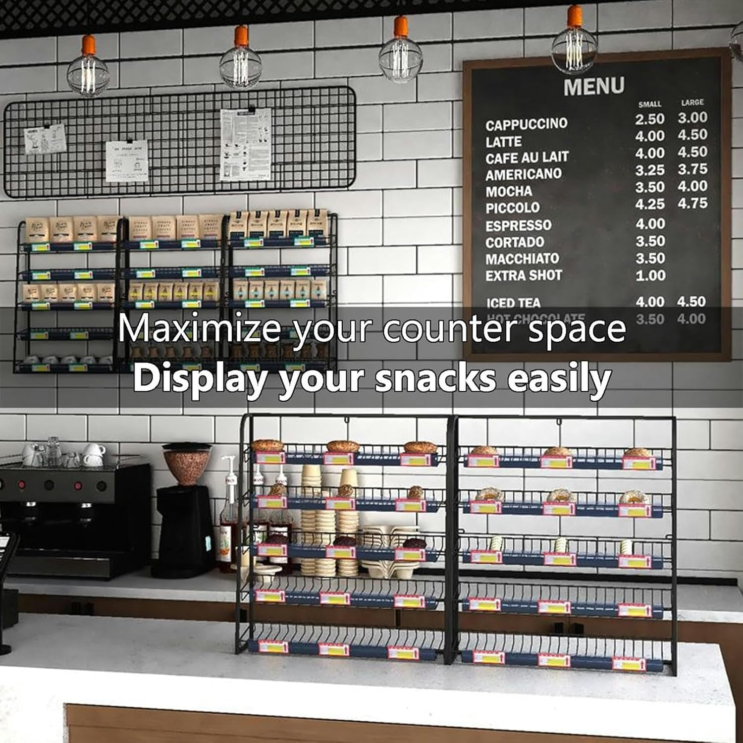 Snack Storage Rack Storage Baskets， Candy Display Rack(Black,50X15X67Cm) image number 3