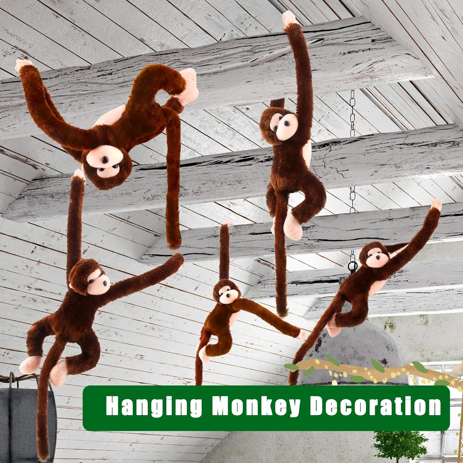 Kugliwa 8 Pcs Hanging Monkey Stuffed Animal Toys Plush Monkey Toy Cute Soft Lifelike Monkey Plush Toys for Jungle Forest Animal Theme Party Favors Birthday Gift, 24 Inch (Color Set 2) - Color Set 2 image number 6
