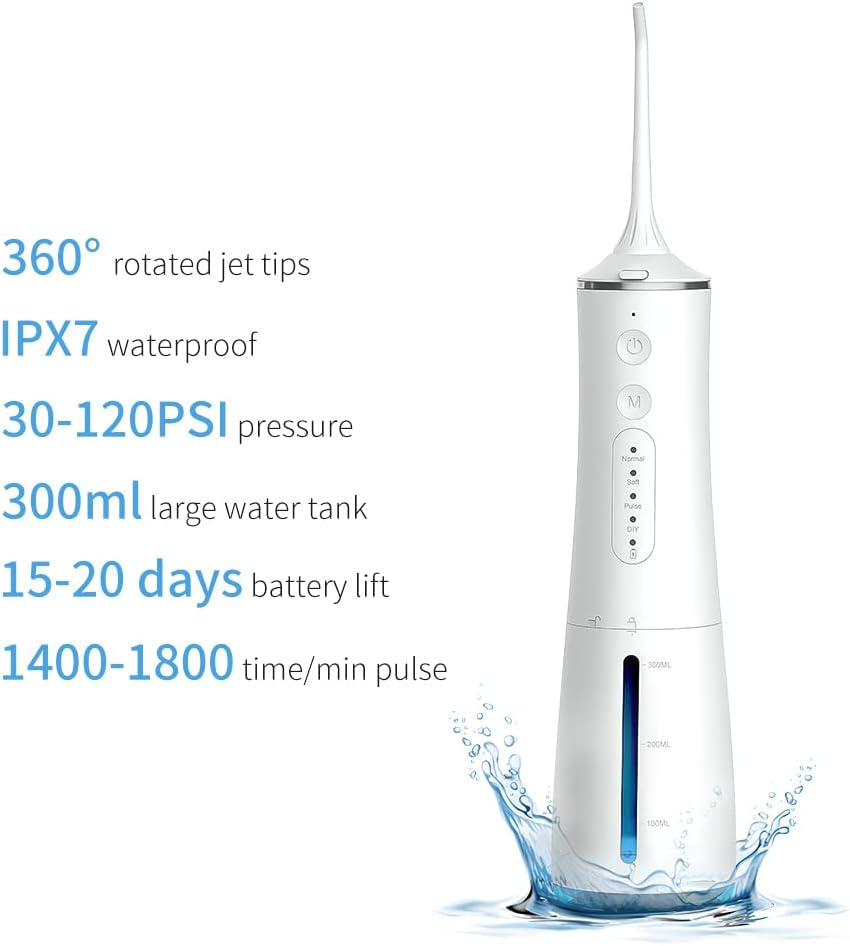 Techshining Water Flosser for Teeth Cleaning, Cordless Oral Irrigator with 4 Modes, 300Ml Tank, Rechargeable & IPX8 Waterproof &ndash; Dental Flosser for Braces, Gums, Travel Use image number 5