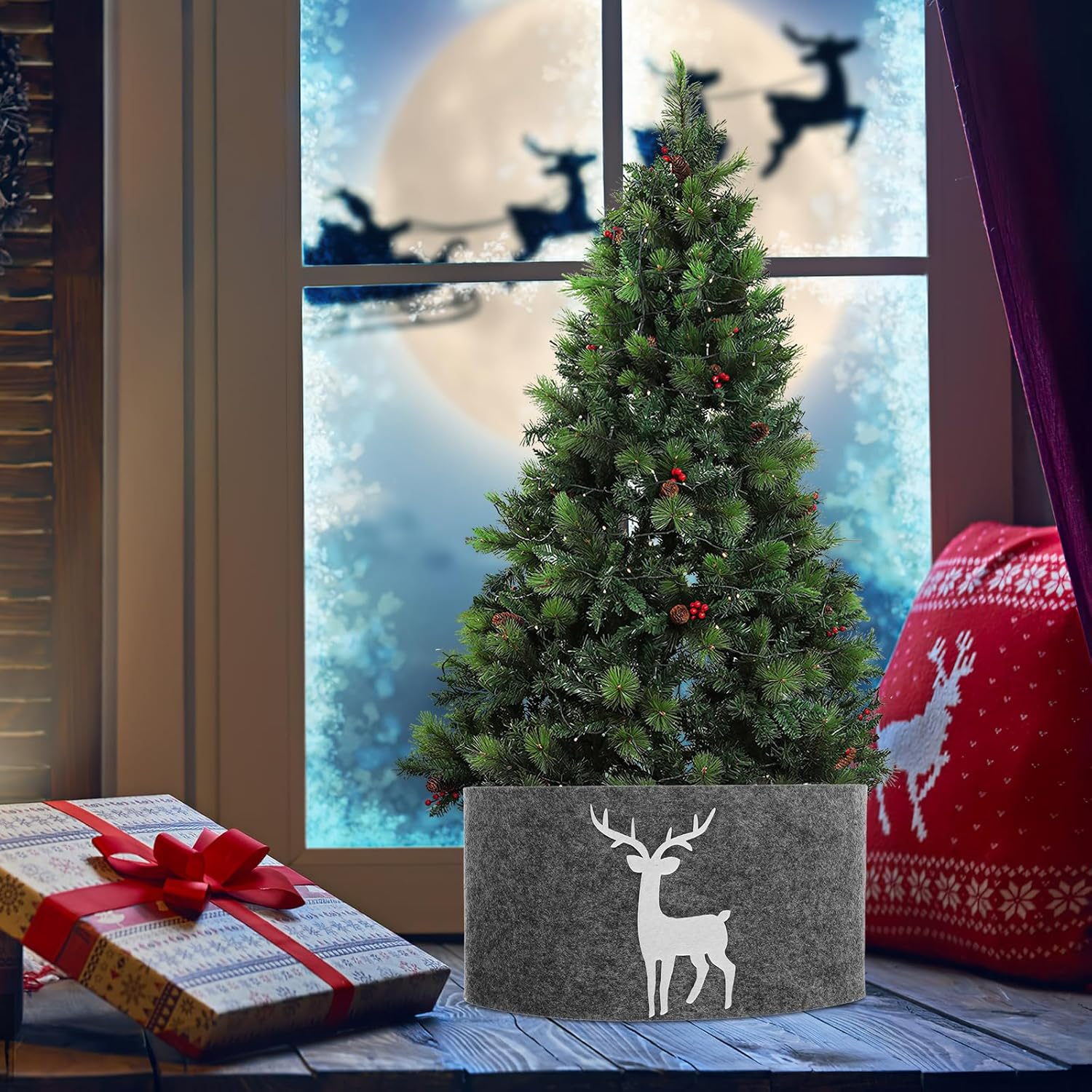 Christmas Tree Collar Christmas Tree Ring Stand Band Tree Collar Carpet Mat Decoration for Holiday Christmas Party Decorations 60CM image number 3