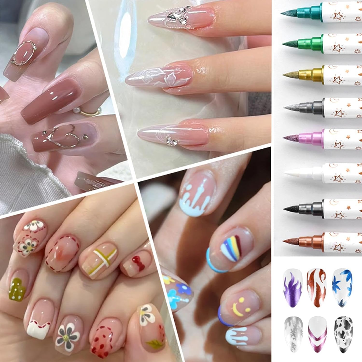 Nail Painting Pens | 10X Double-Ended Nails Painting Pens,Home and Salon Use Scrapbook Highlighter Fingernails Beauty Maker for Mother, Wife