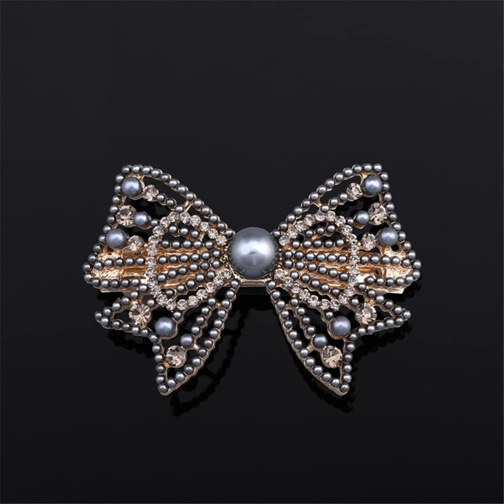 Crystal Hair Accessories,Clips Hairpins,Clip Plate,Hairpin Back Head Headdress Rhinestone Hairpin Clip Elegant Bow Hair Accessories Spring Clip (Color : B, Size : 6.5 * 4.5Cm) (Color : B, Size : 6.5 image number 4