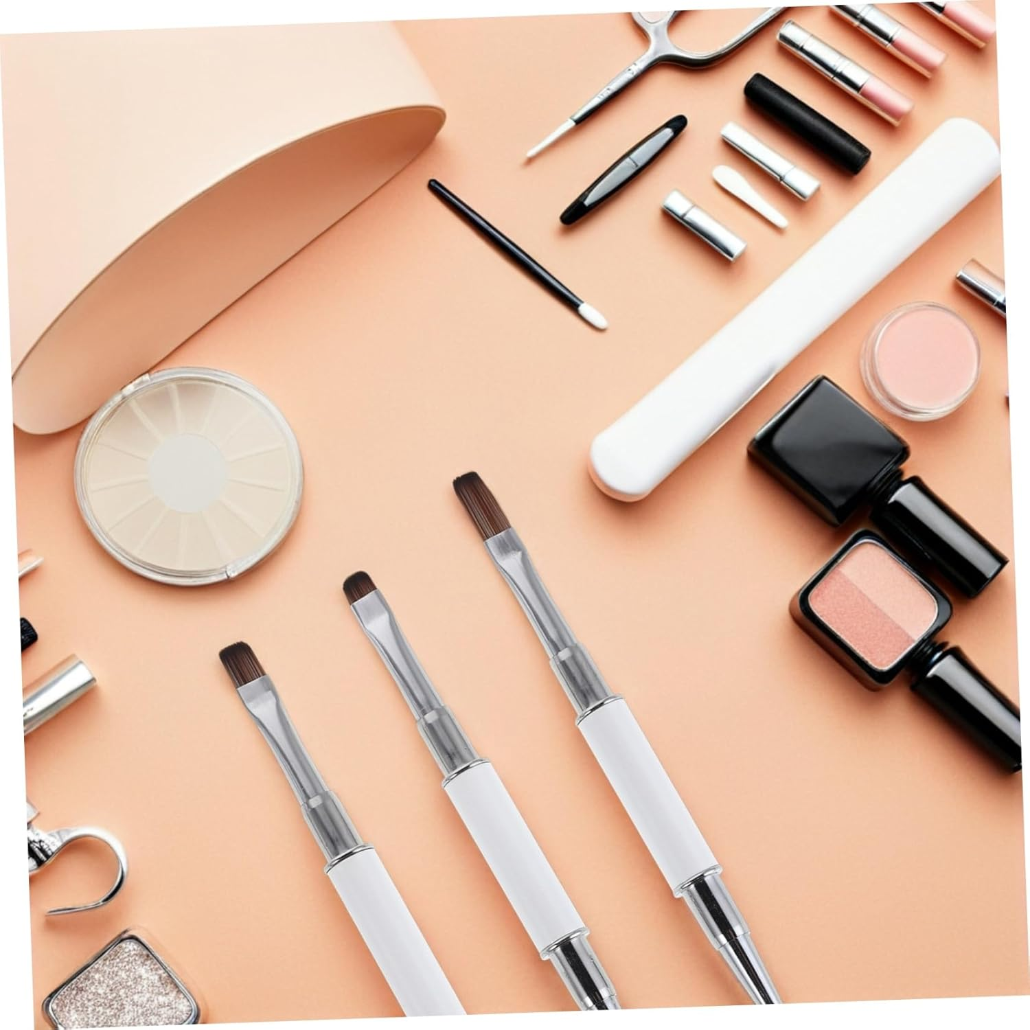 DINHEAROM 3Pcs Double Ended Nail Art Liner Brushes for Professional Manicure Detail Pens for Sculpting Line Work and Dotting Easy to Clean Salon Tools image number 1