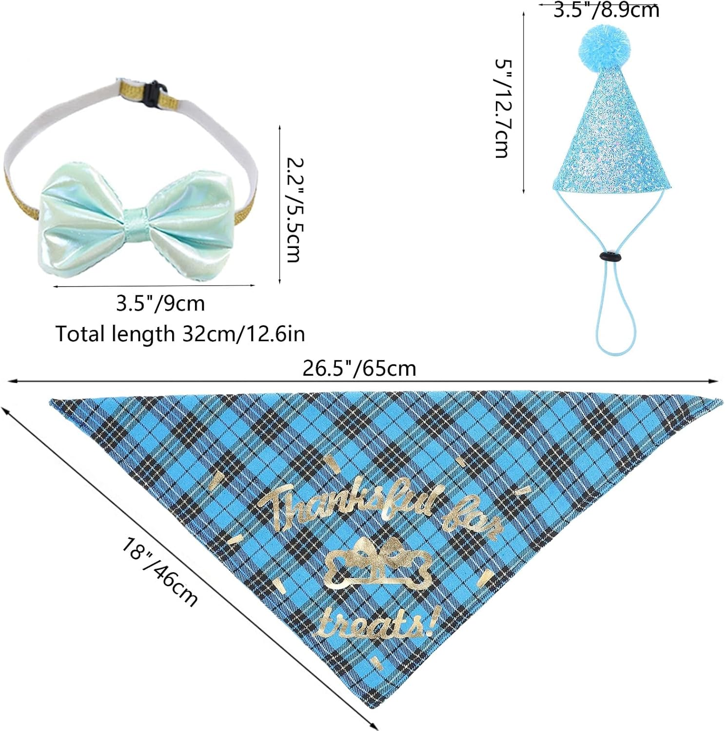 Dog Birthday Party Supplies, Dog Birthday Set Bandana Hat Banner Balloon Bowtie Triangle Scarf Cat Party Accessories Pet Boy/Girl Decoration Set (Blue)