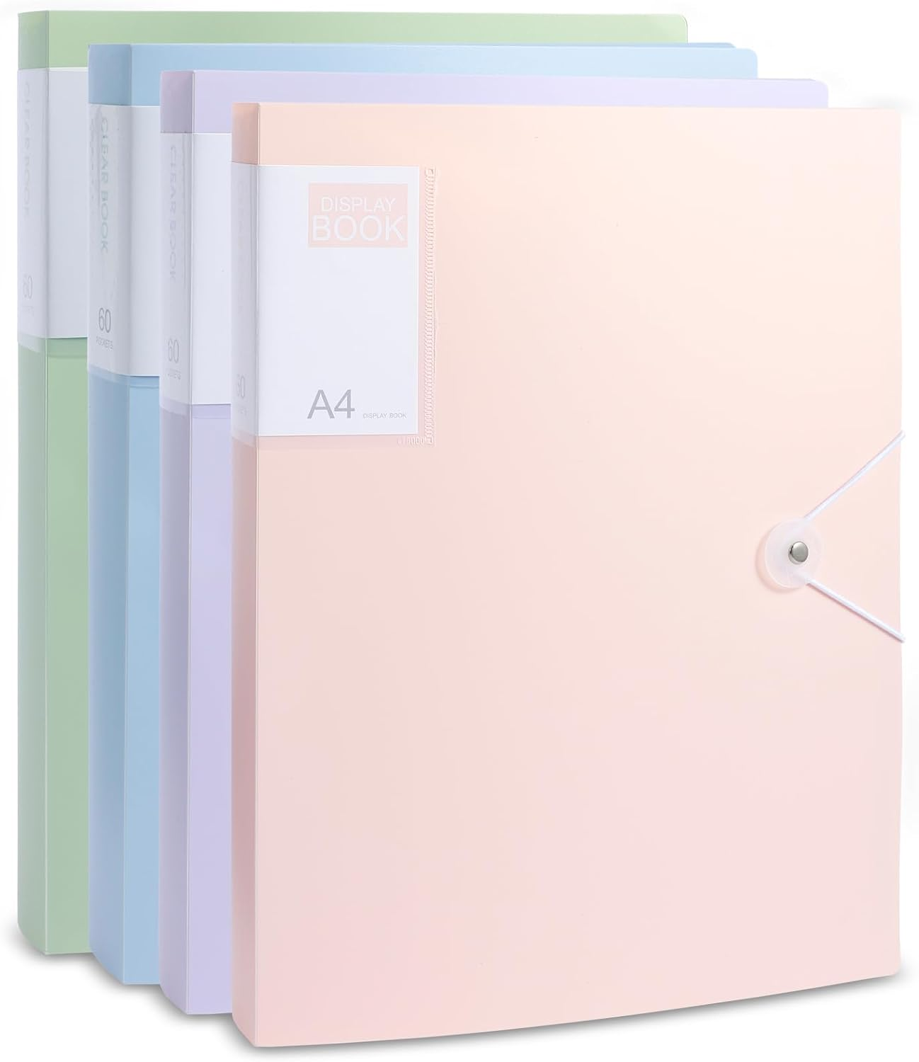 4Pcs A4 Display Book 60 Double Sided Pockets Display Book 30.8X23.6Cm Paper Document Holder Waterproof Paper Storage Organizer Books Plastic Art Presentation Book for School Office Business image number 3