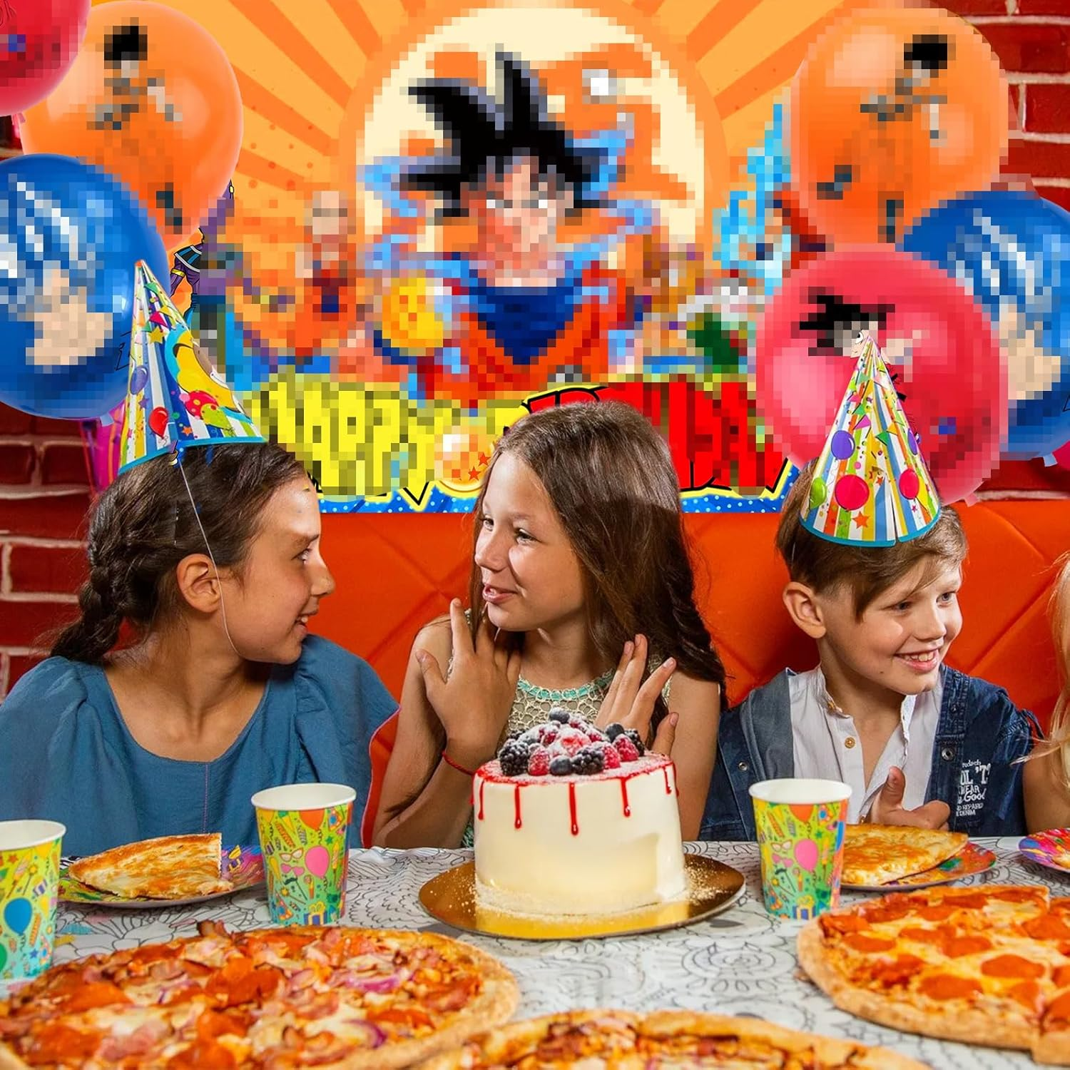 Goku Birthday Party Decoration Set, Happy Birthday Background, Cartoon Party Latex Balloon, for Boys and Girls, Anime Birthday Decoration