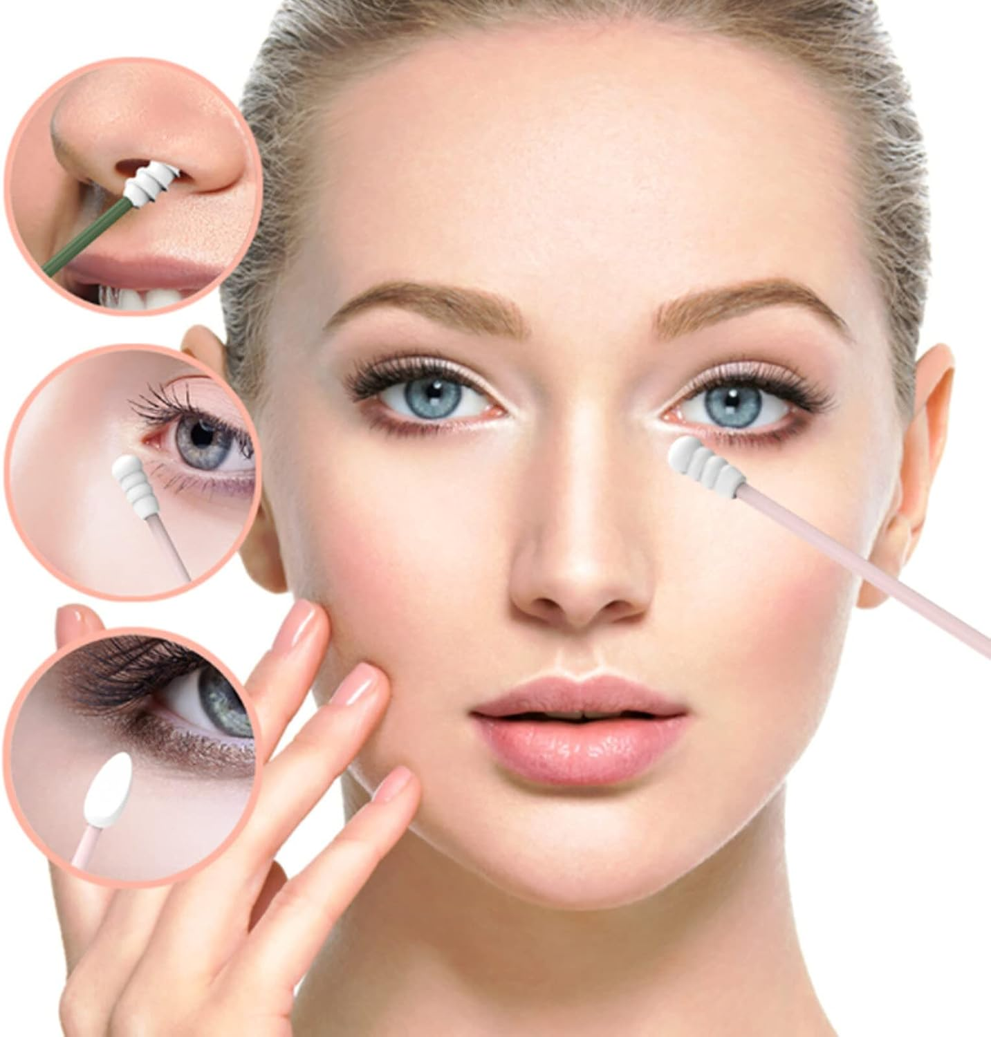 Generic Silicone Cotton Swabs Stick Reusable Portable and Cleanable Ear Q-Tip Rough Friction Cotton Swabs for Ear Cleaning Makeup 2Pcs image number 1