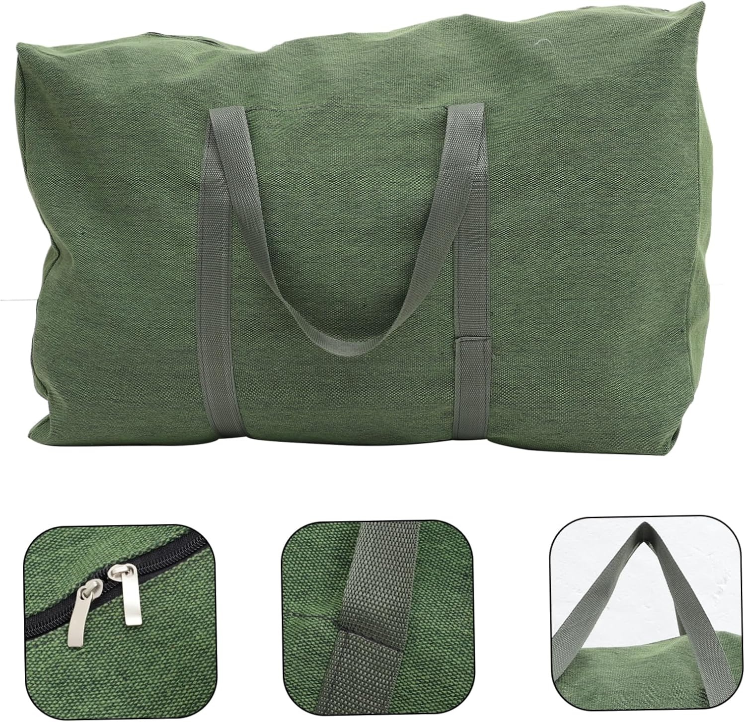 CORHAD Large Canvas Travel Duffle Bag Zipper and Handle Olive Green Military-Grade Thickened Luggage Storage Tote for Clothes Bedding Carry Random Color image number 6