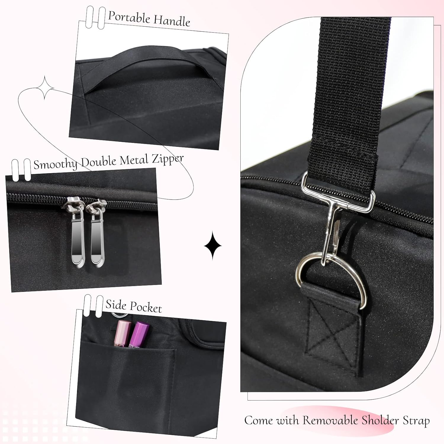 Feibrand Makeup Organiser Box Vanity Cases: Professional Cosmetic Boxes - Large Travel Make up Bag Storage Nail Art Kit Beauty Cases - Black Cosmetics Bags Organizer Set for Girls & Women image number 6