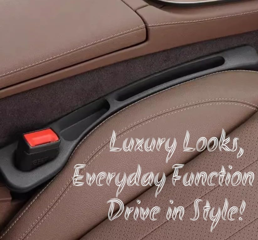 Hina Car Seat Gap Filler Set of 2, Givifive Soft Foam Multifunctional with Organizer & Hook Function, 3In1 Gap Stopper Universal Fit Car SUV Truck Fill the Gap between Seat & Console(Midnight Black) image number 3