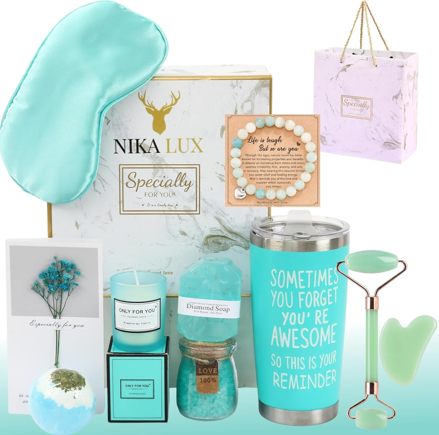 NIKA LUX - 12 PCS Wellness & Spa Gift Box for Women, Girls Bestie Hamper, Luxury Birthday Gift Set for Her, Mum, Teens, Sister, Self Care Packages, (Pink)