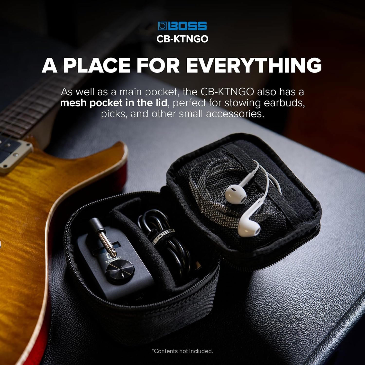 BOSS CB-KTNGO Carrying Pouch | Custom Pouch for Katana:Go | Fits Charging Cable, Earbuds, & Other Small Accessories image number 3