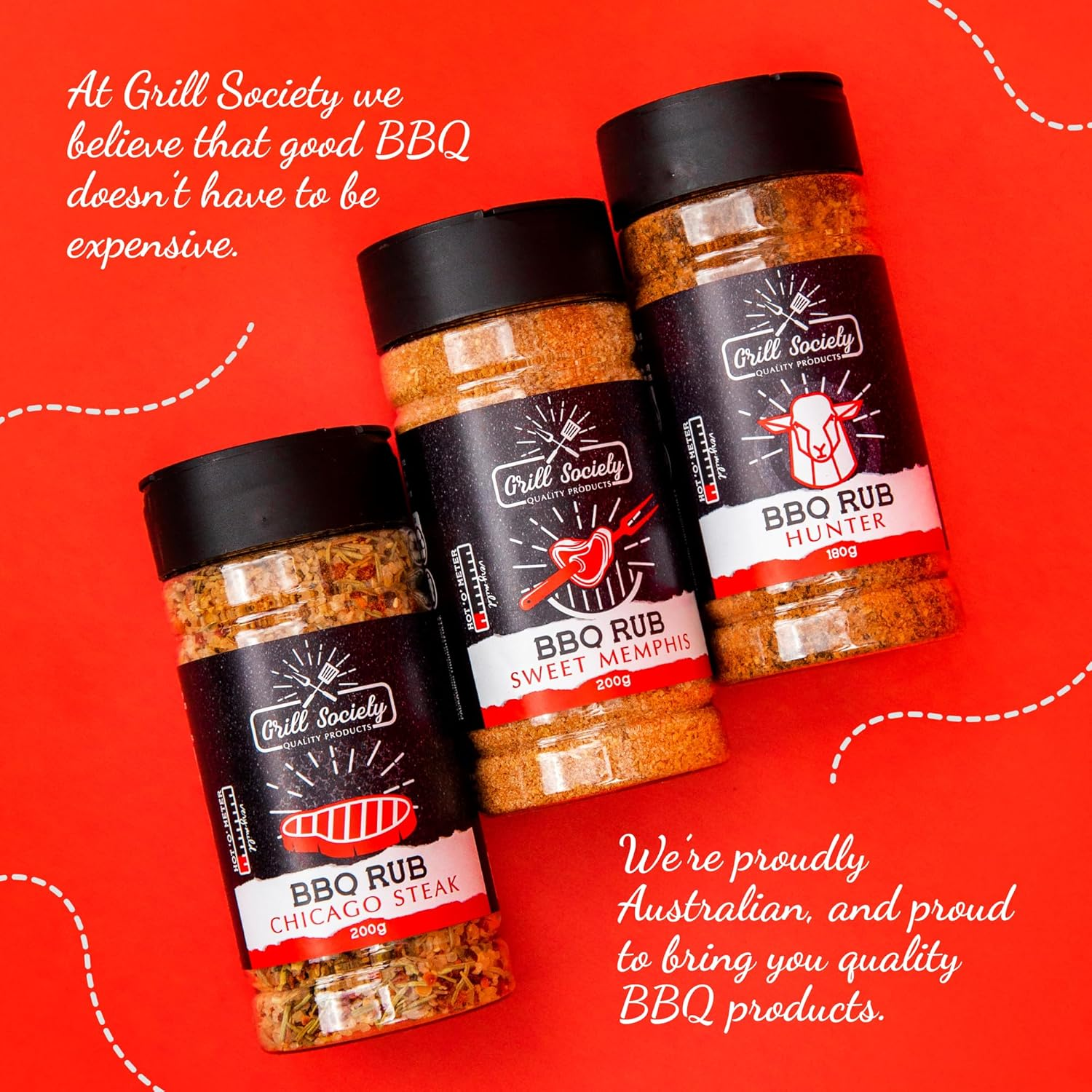 Grill Society Sweet Memphis, Hunter, Chicago Steak, 3 Pack BBQ Rub, 720G &ndash; Spices BBQ Rub Gift Set for Grilling, Roasting, Steaks, Ribs and BBQ Lovers