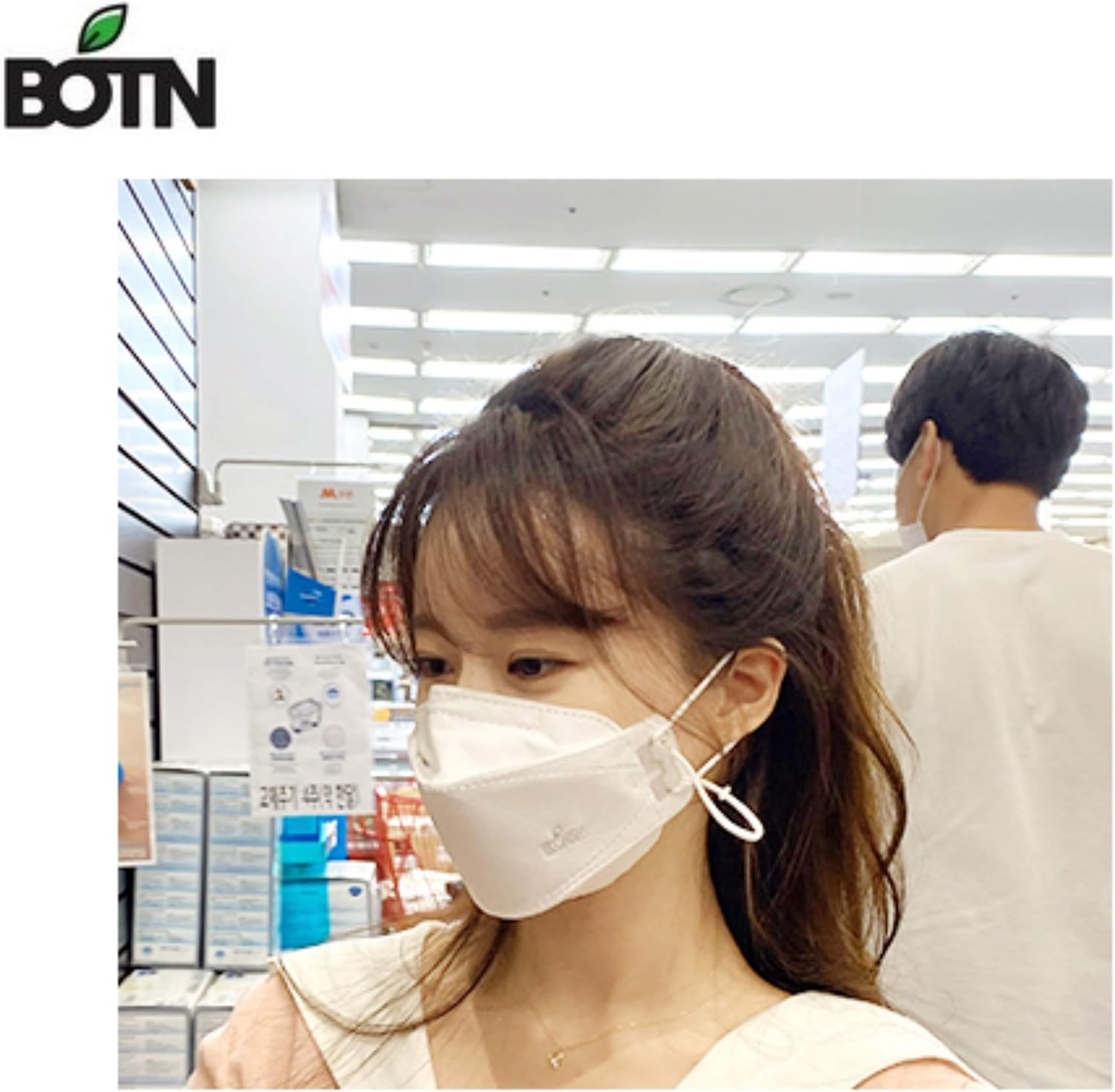 30Pcs [BOTN] KF94 Face Mask Made in Korea, White Color, Disposable KF94 Mask, White KF94 Masks, Adjustable Strap, 3D Shape Design. (30 Pack) image number 2