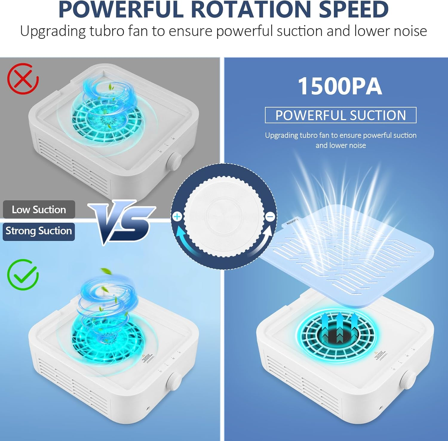 Adonafy Nail Dust Collector with Filter - Professional Dust Extraction for Nails Nail Studio - Adjustable Suction Nails - Quiet Nail Vacuum Cleaner for Beginners Nail Studio Salon image number 5