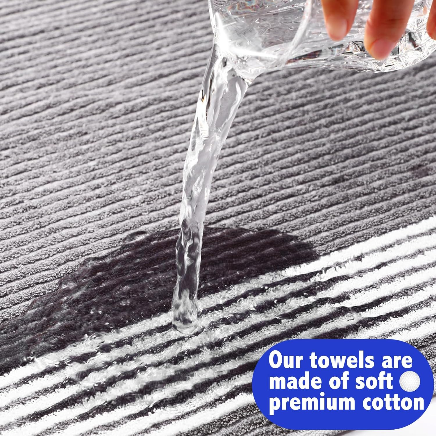 Buryeah Golf Towel 22 X 44 Inch Cotton Golf Caddy Towel Camping Large for Caddies Golfers Tour Players Club with Stripe(Blue,Gray,2 Pcs) - 3, Black,White,Blue image number 2