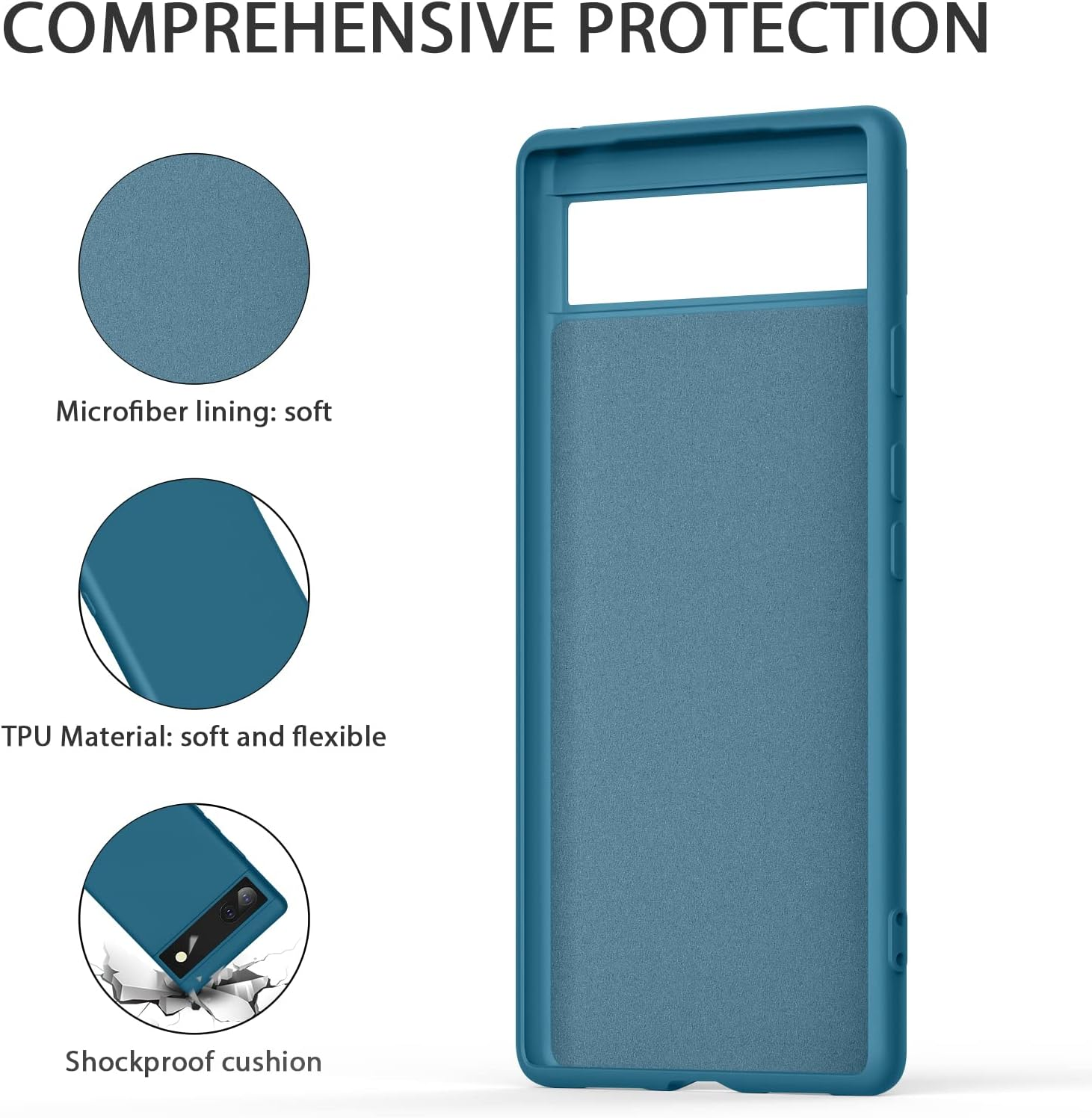 Soft Silicone Case for Google Pixel 6A Case(2022), Flexible Premium Rubber Full Body Protection Dust-Proof Shockproof Scratch Resistant Wireless Charging for Pixel 6A 5G Cover