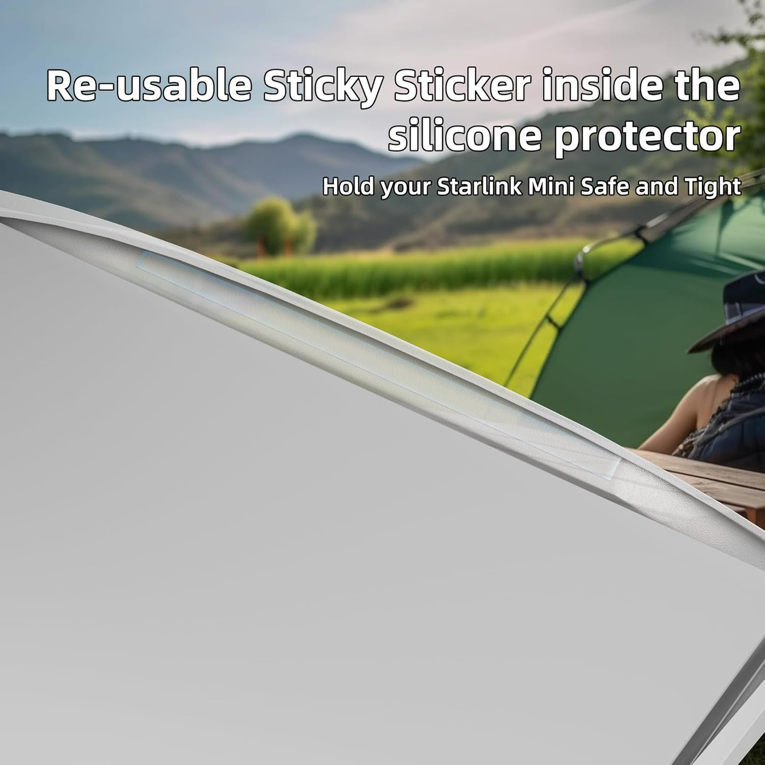 Starlink Mini Case Cover, Anti-Bump Silicone Protector with Hook to Hang Starlink Mini on the Backpack for Non-Stop Signal White image number 1