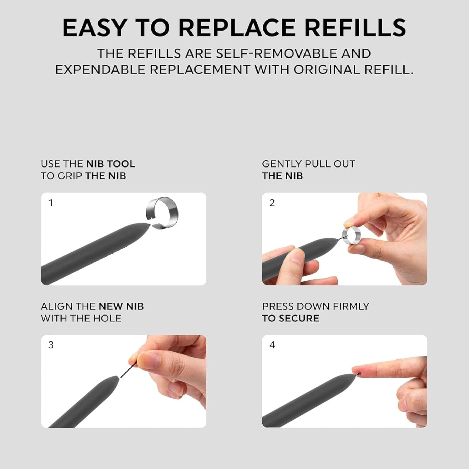 EMR Stylus for Remarkable 2 1/Tab&Book/Boox/Scribe and More, Replacement Digital Pen with Eraser, 4096 Pressure Level, Palm Rejection, Tilt Support, with 6 Tips image number 2