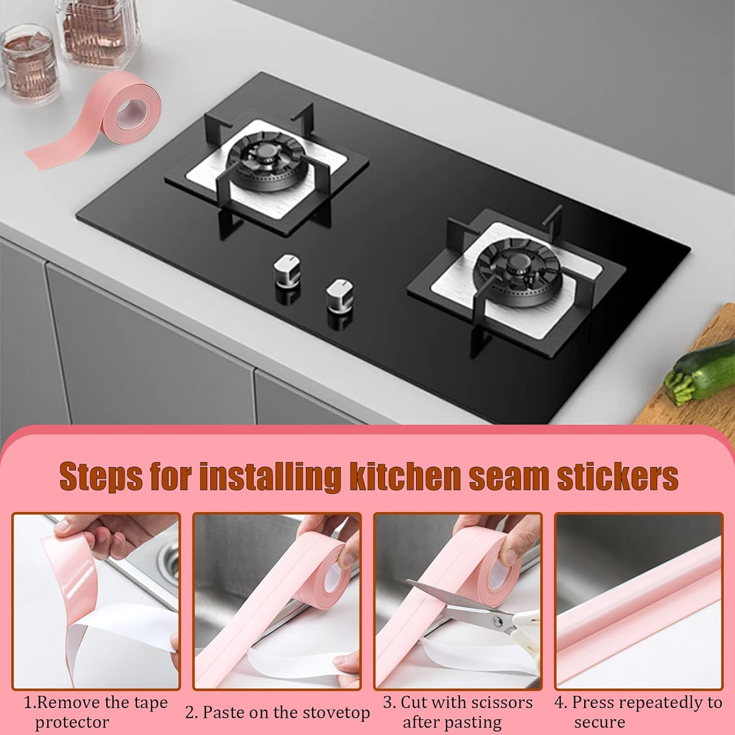 Sgphrzlt 2 Rolls Black Caulk Tape Waterproof Self Adhesive, 3.8Cm X 3.2M Bathroom Caulking Sealant Tape for Bathtub, Peel and Stick Toilet Base Sealer Strip for Floor Trim Shower Kitchen Wall Edge image number 3