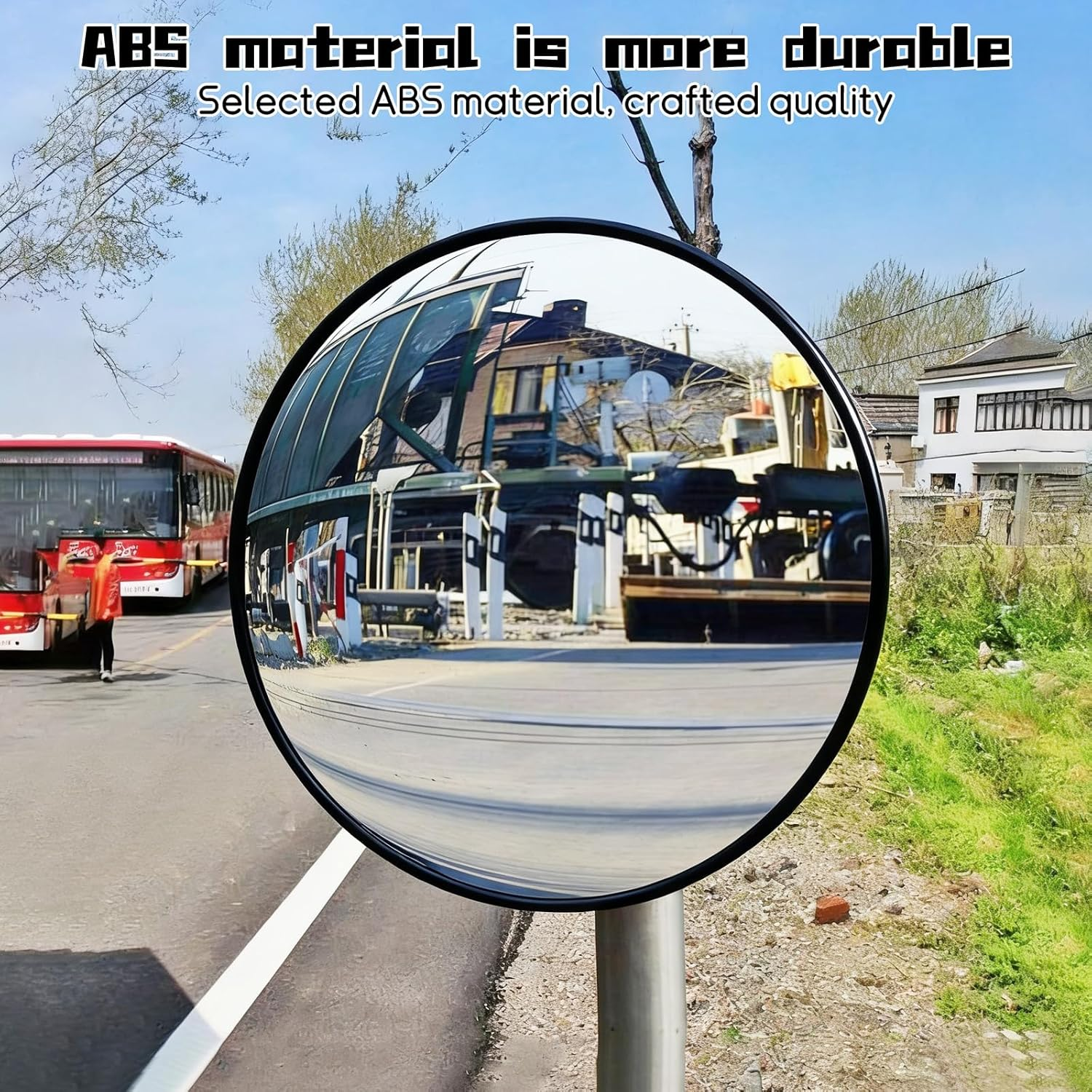 12" Acrylic Convex Mirror, Adjustable Wide Angle View Traffic Mirror for Enhanced Security Coverage in Rooms, Offices, Warehouses, Parking Lots, and Addressing Corner Blind Spot Areas(Black) image number 5