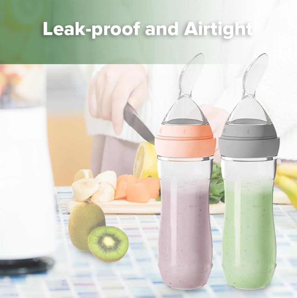 Haakaa Silicone Baby Food Dispensing Spoon Feeder 120Ml - Squeeze Spoon Feeder for Infant| Feeding Spoon for Puree,Solid Food,Smoothie - 4M+ Baby Toddler Utensil - Grey image number 1